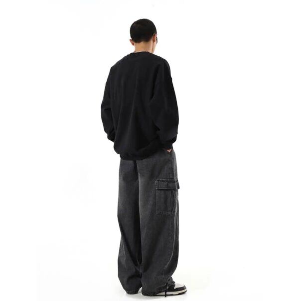 Black Baggy Cargo Jeans Trousers Men Casual Wide leg Jogging