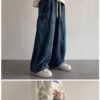 Black Baggy Cargo Jeans Trousers Men Casual Wide leg Jogging